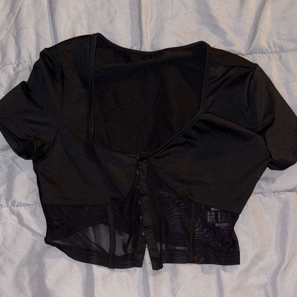 Black Mesh Crop Top